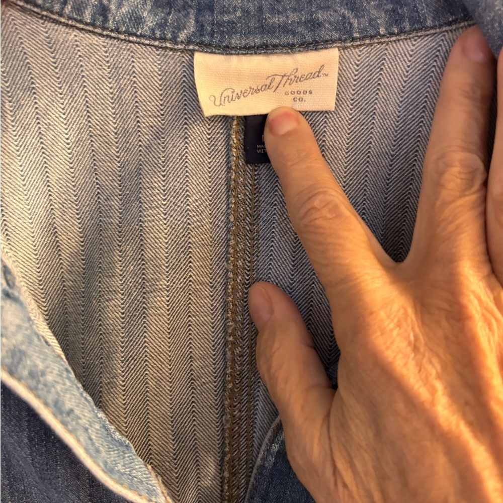 Universal Thread Blue Denim Silver Buttons Mini Dress - Picture 5 of 5